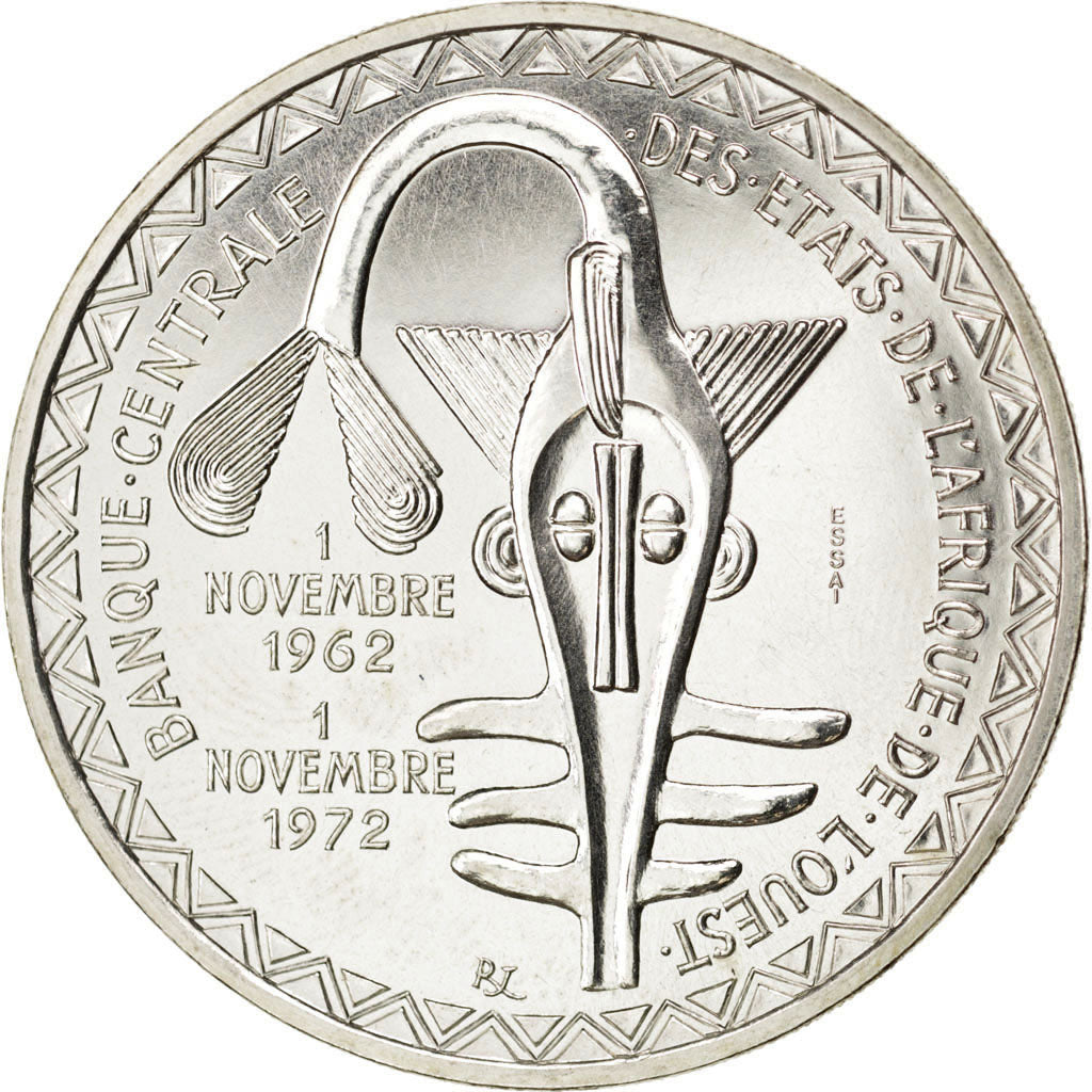 Coin, West African States, 500 Francs, 1972, MS(63), Silver, KM:E7