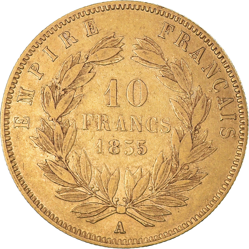 Coin, France, Napoleon III, 10 Francs, 1855, Paris, VF(30-35), Gold, KM:784.3