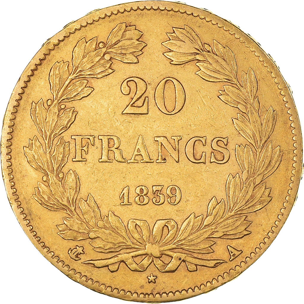 Coin, France, Louis-Philippe, 20 Francs, 1839, Paris, EF(40-45), Gold, KM:750.1