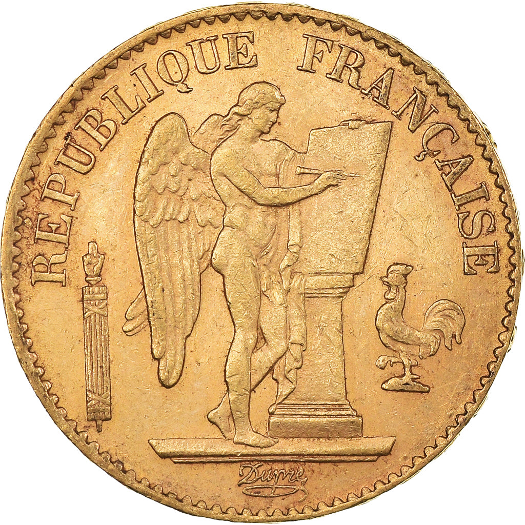 Moneda, Francia, Génie, 20 Francs, 1886, Paris, MBC+, Oro, KM:825, Gadoury:1063