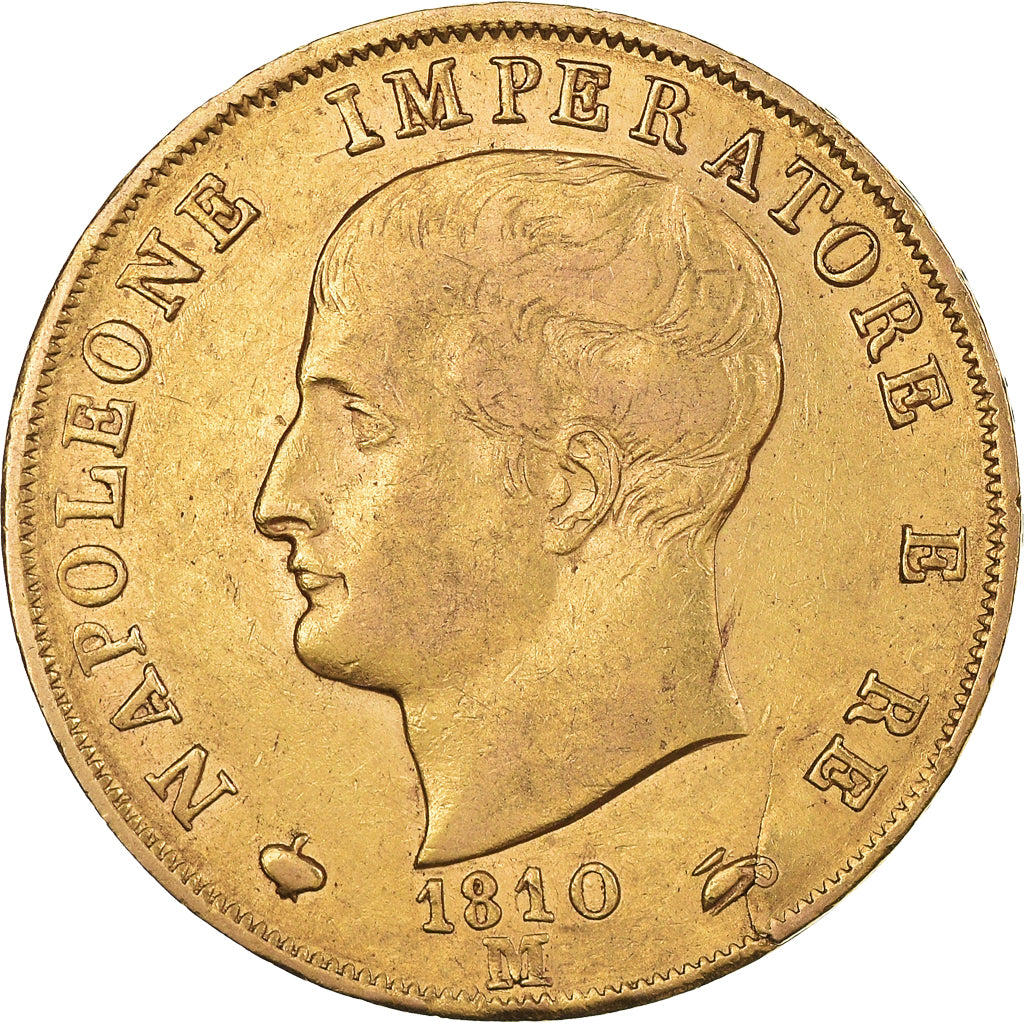 Moneta, DEPARTAMENTY WŁOSKIE, KINGDOM OF NAPOLEON, Napoleon I, 40 Lire, 1810