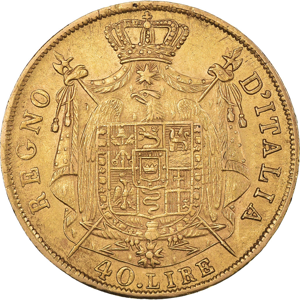 Moneta, DEPARTAMENTY WŁOSKIE, KINGDOM OF NAPOLEON, Napoleon I, 40 Lire, 1810