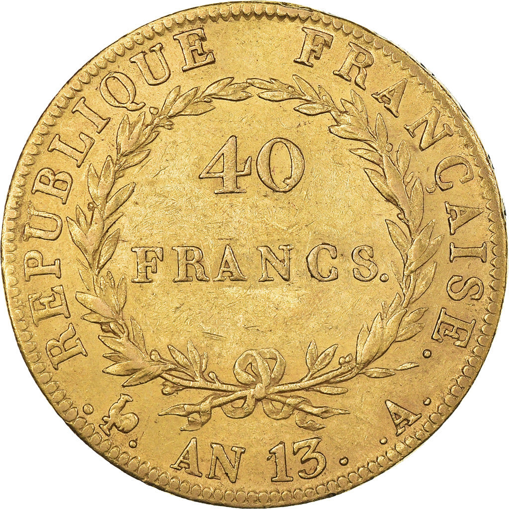 Moneta, Francja, Napoleon I, 40 Francs, AN 13, Paris, VF(30-35), Złoto