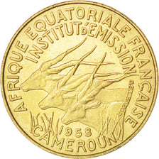 Moneta, Kamerun, 5 Francs, 1958, Paris, AU(55-58), Aluminium-Brąz, KM:E7
