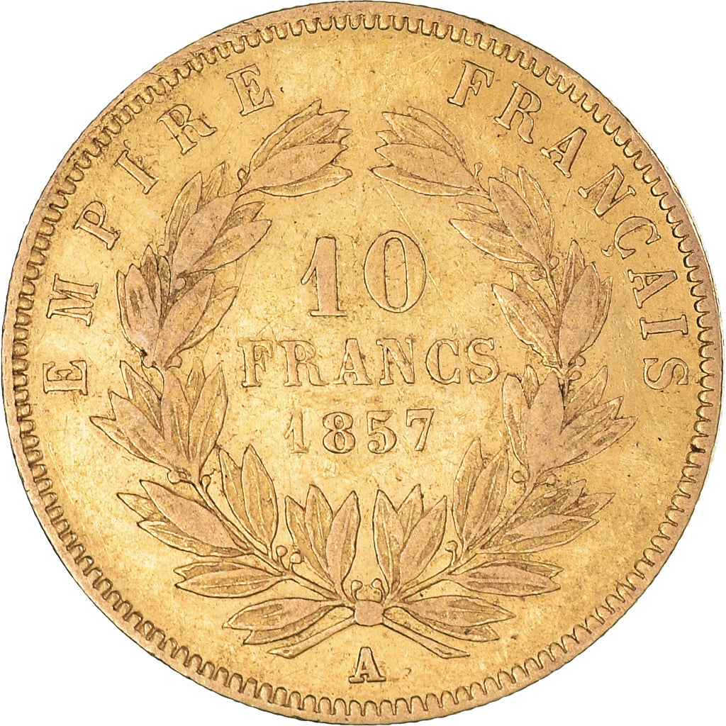 Moneta, Francja, Napoleon III, 10 Francs, 1857, Paris, VF(30-35), Złoto