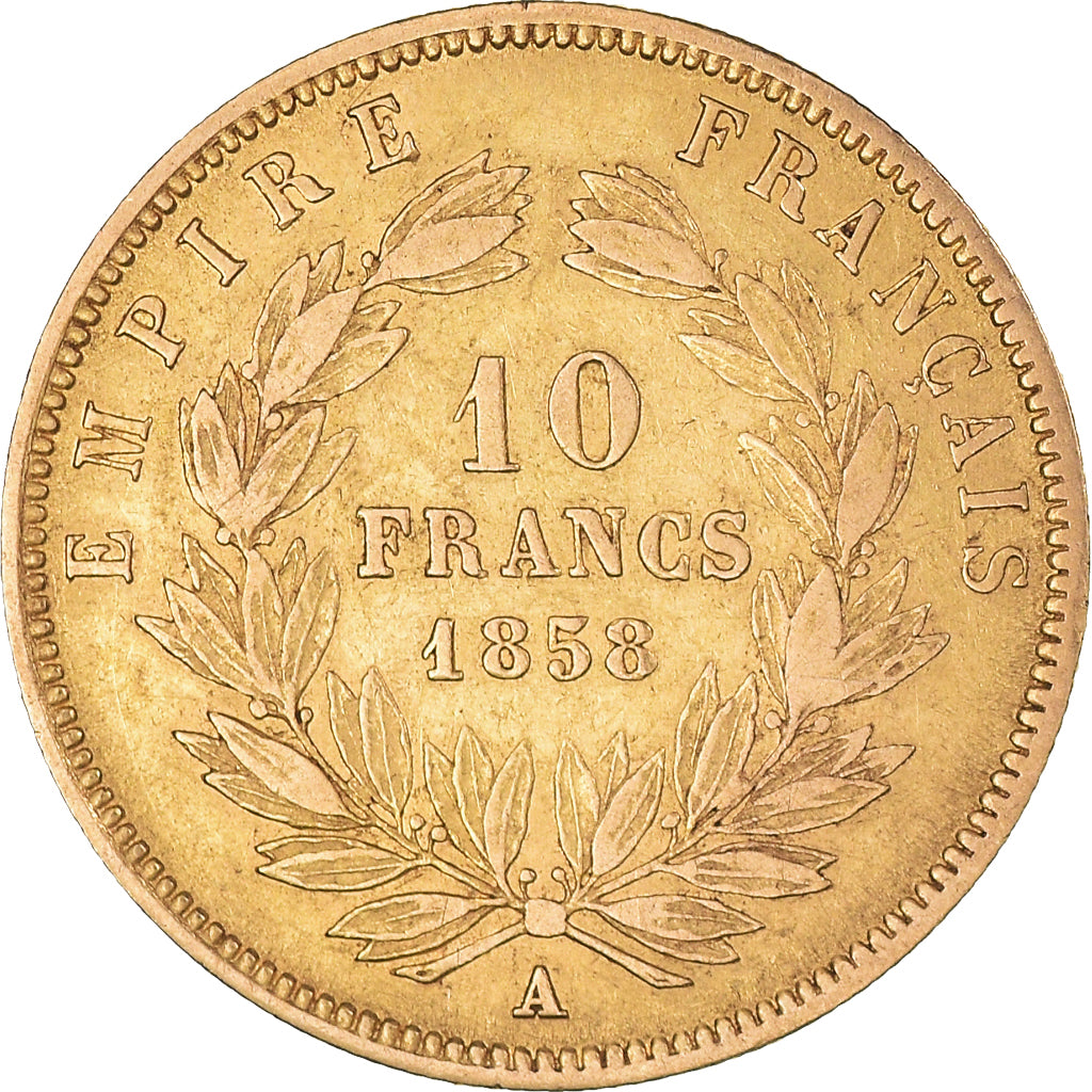 Coin, France, Napoleon III, 10 Francs, 1858, Paris, VF(30-35), Gold, KM:784.3