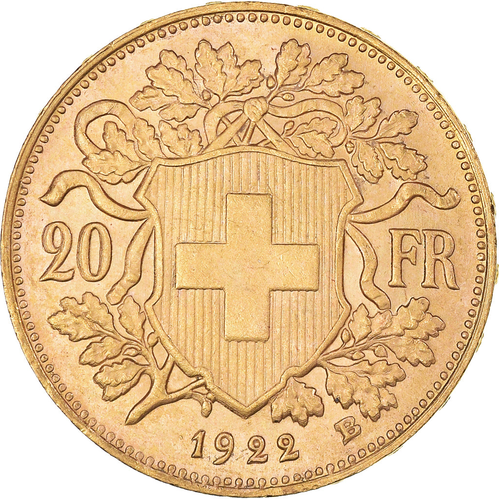 Coin, Switzerland, 20 Francs, 1922, Berne, MS(63), Gold, KM:35.1
