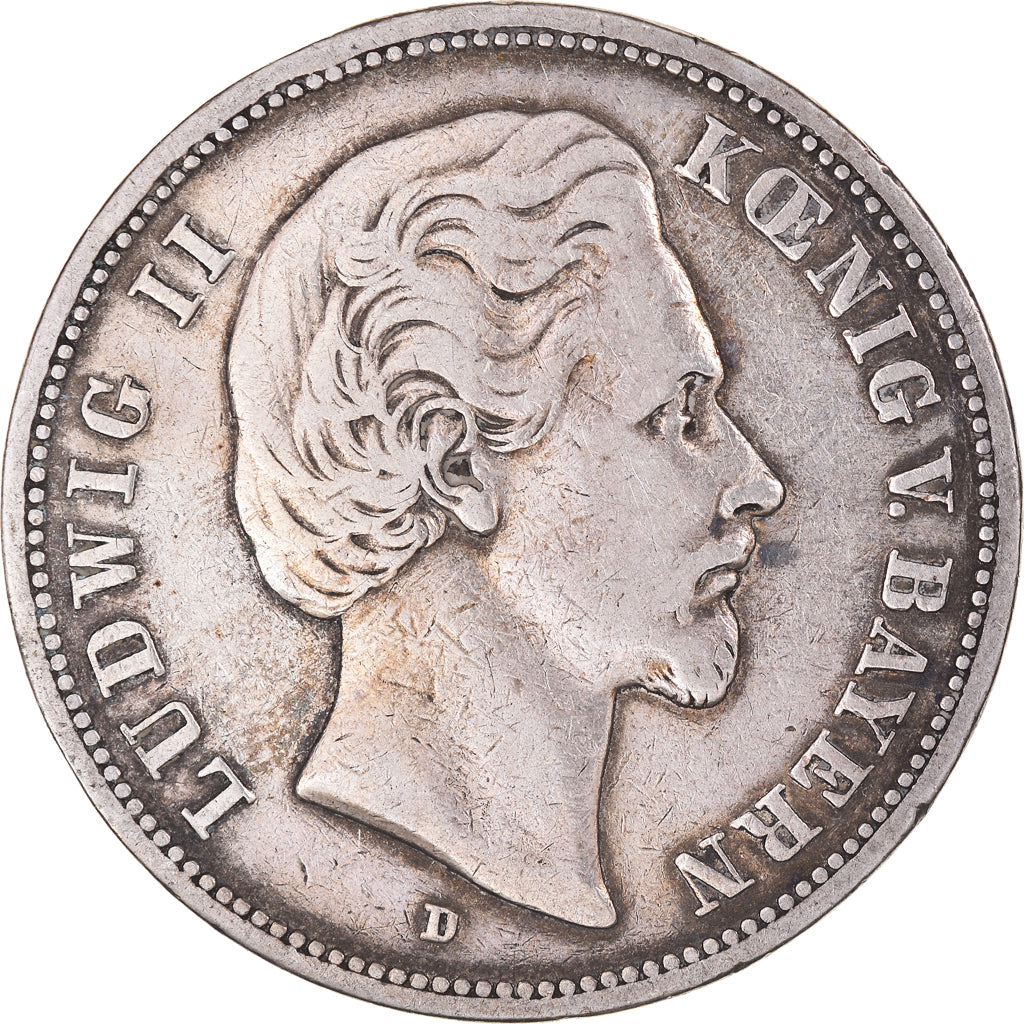 Moneta, Stati tedeschi, BAVARIA, Ludwig II, 5 Mark, 1875, Munich, MB+, Argento