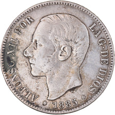 Coin, Spain, Alfonso XII, 5 Pesetas, 1885 (87), Madrid, VF(30-35), Silver