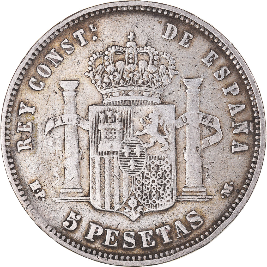 Coin, Spain, Alfonso XIII, 5 Pesetas, 1889, Madrid, VF(20-25), Silver, KM:689