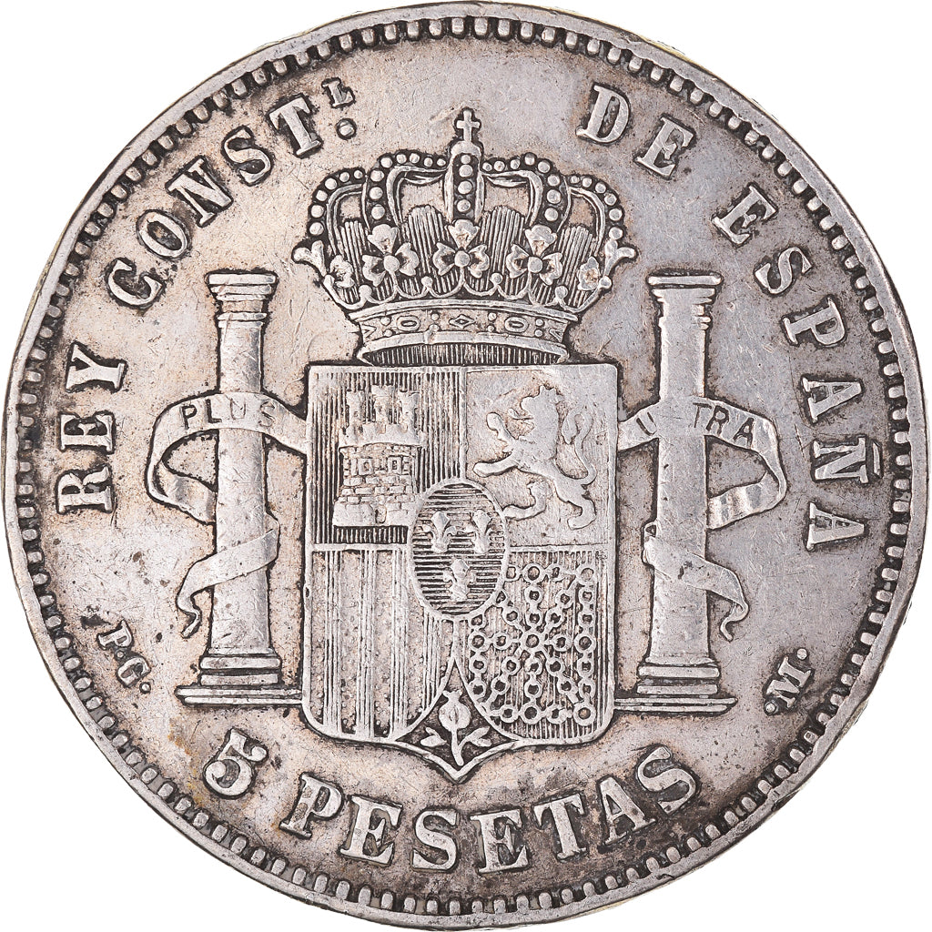 Monnaie, Espagne, Alfonso XIII, 5 Pesetas, 1891, Madrid, TB+, Argent, KM:689