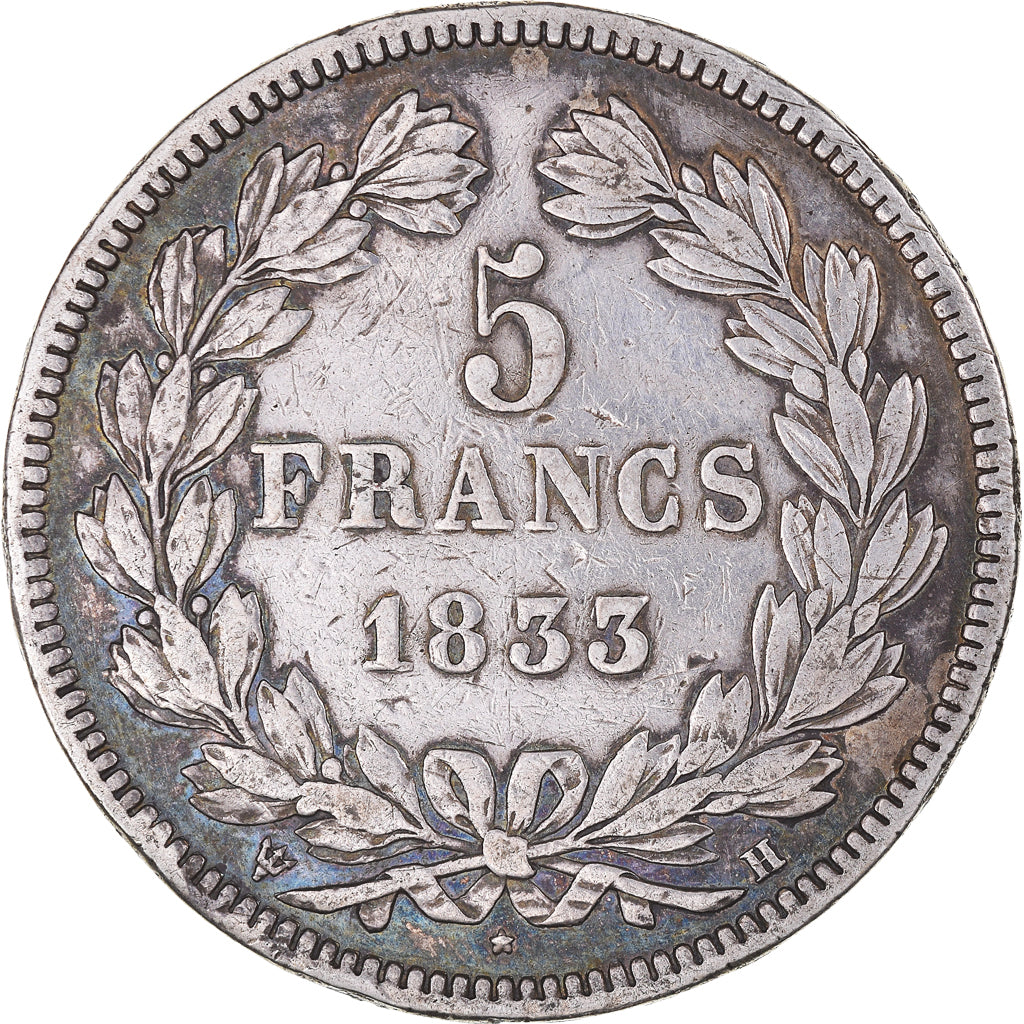Coin, France, Louis-Philippe, 5 Francs, 1833, La Rochelle, VF(30-35), Silver