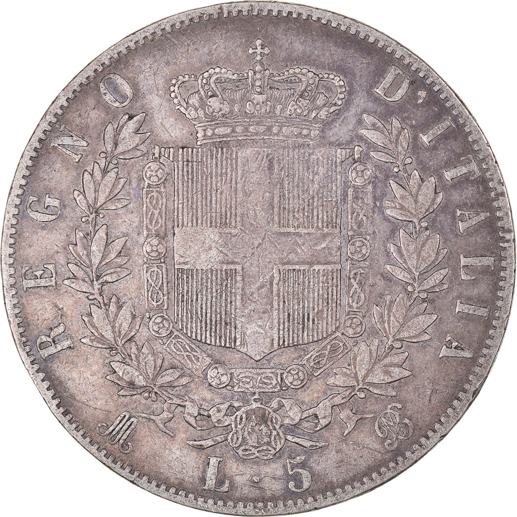 Moneta, Italia, Vittorio Emanuele II, 5 Lire, 1869, Milan, MB, Argento, KM:8.3