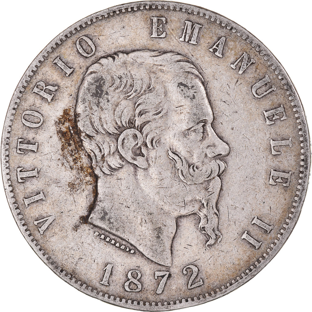Monnaie, Italie, Vittorio Emanuele II, 5 Lire, 1872, Milan, TB, Argent, KM:8.3