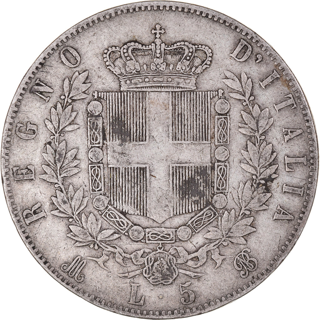 Monnaie, Italie, Vittorio Emanuele II, 5 Lire, 1872, Milan, TB, Argent, KM:8.3