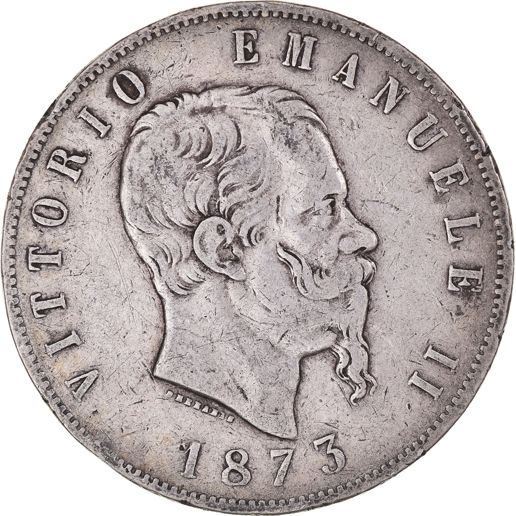 Moneta, Italia, Vittorio Emanuele II, 5 Lire, 1873, Milan, MB+, Argento, KM:8.3