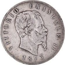 Moneta, Italia, Vittorio Emanuele II, 5 Lire, 1873, Milan, MB+, Argento, KM:8.3