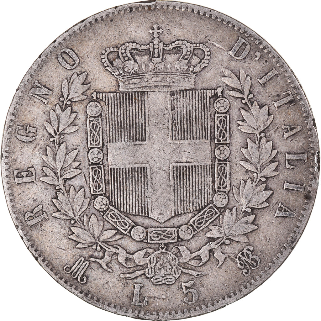 Moneta, Italia, Vittorio Emanuele II, 5 Lire, 1873, Milan, MB+, Argento, KM:8.3