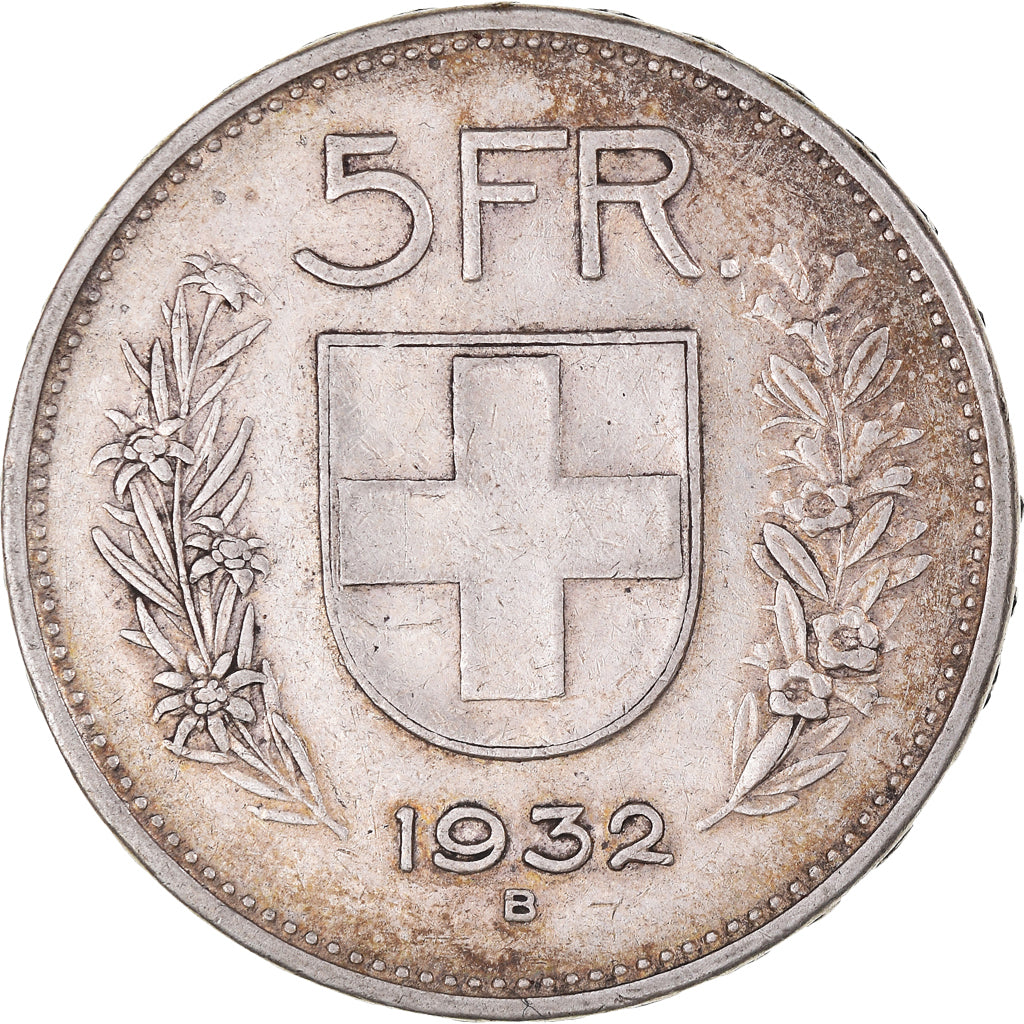 Coin, Switzerland, 5 Francs, 1932, Bern, VF(30-35), Silver, KM:40