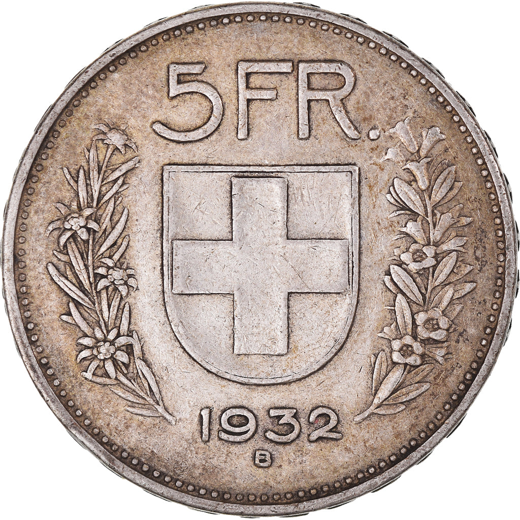 Coin, Switzerland, 5 Francs, 1932, Bern, VF(30-35), Silver, KM:40