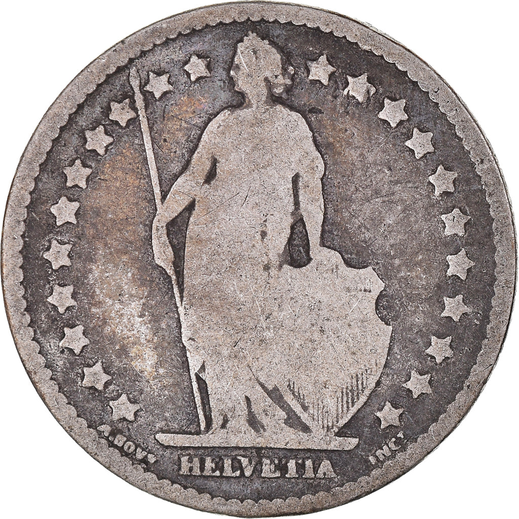 Coin, Switzerland, Franc, 1877, Bern, F(12-15), Silver, KM:24