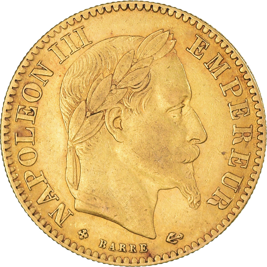 Moeda, França, Napoleon III, 10 Francs, 1864, Strasbourg, EF(40-45), Dourado