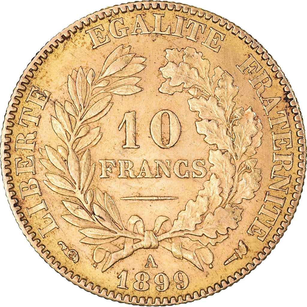 Moneta, Francja, Cérès, 10 Francs, 1899, Paris, AU(50-53), Złoto, KM:830, Le