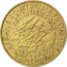 CAMEROON, 25 Francs, 1958, KM #12, EF(40-45), Aluminum-Bronze, 27.2, Lecompte...