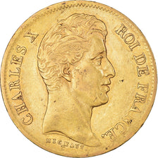 Moneta, Francja, Charles X, 40 Francs, 1830, Paris, EF(40-45), Złoto, KM:721.1
