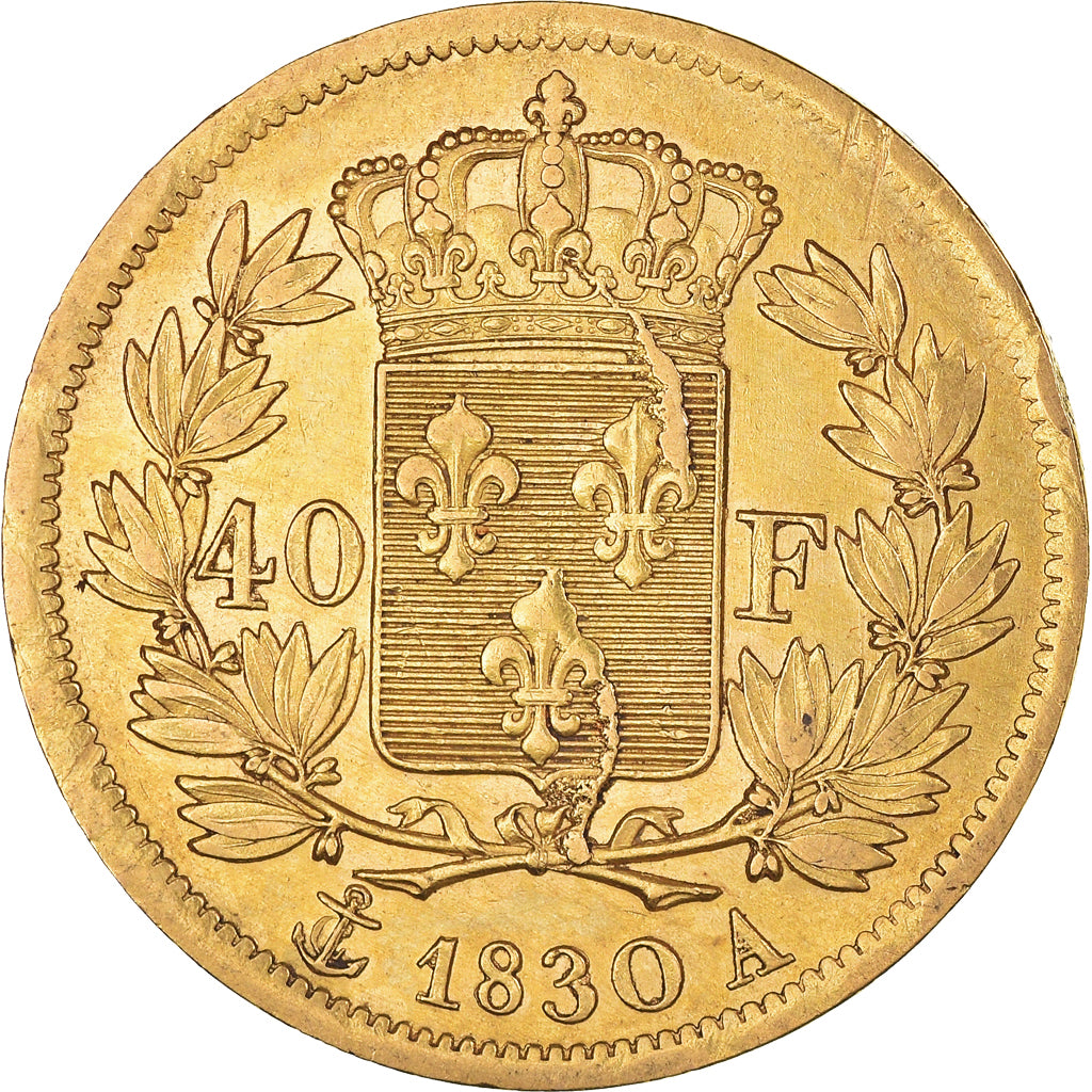 Moneta, Francja, Charles X, 40 Francs, 1830, Paris, EF(40-45), Złoto, KM:721.1