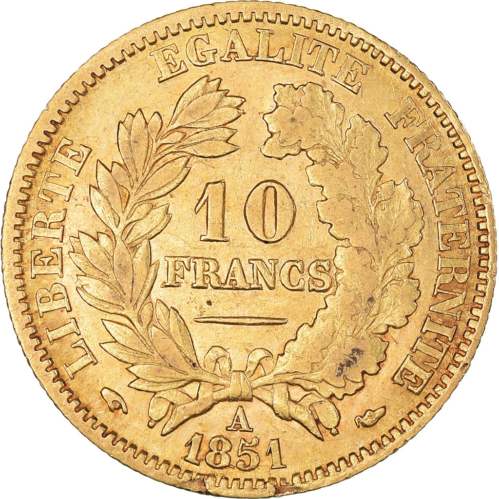 Monnaie, France, Cérès, 10 Francs, 1851, Paris, TTB, Or, Gadoury:1012, KM:770