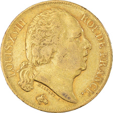 Moneta, Francia, Louis XVIII, 20 Francs, 1816, Paris, MB, Oro, KM:712.1