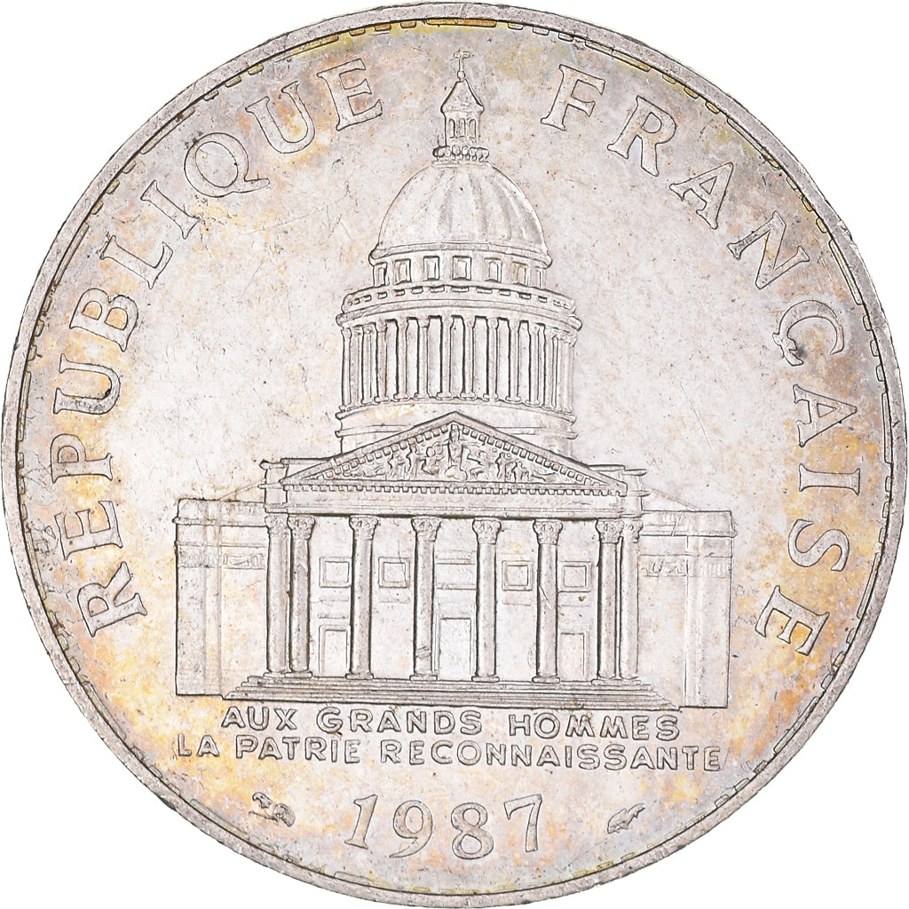 Moeda, França, Panthéon, 100 Francs, 1987, Paris, AU(55-58), Prata, KM:951.1