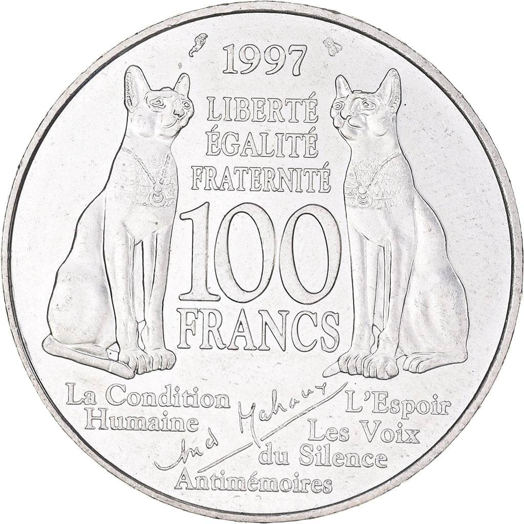 Coin, France, André Malraux, 100 Francs, 1997, MS(60-62), Silver, KM:1188