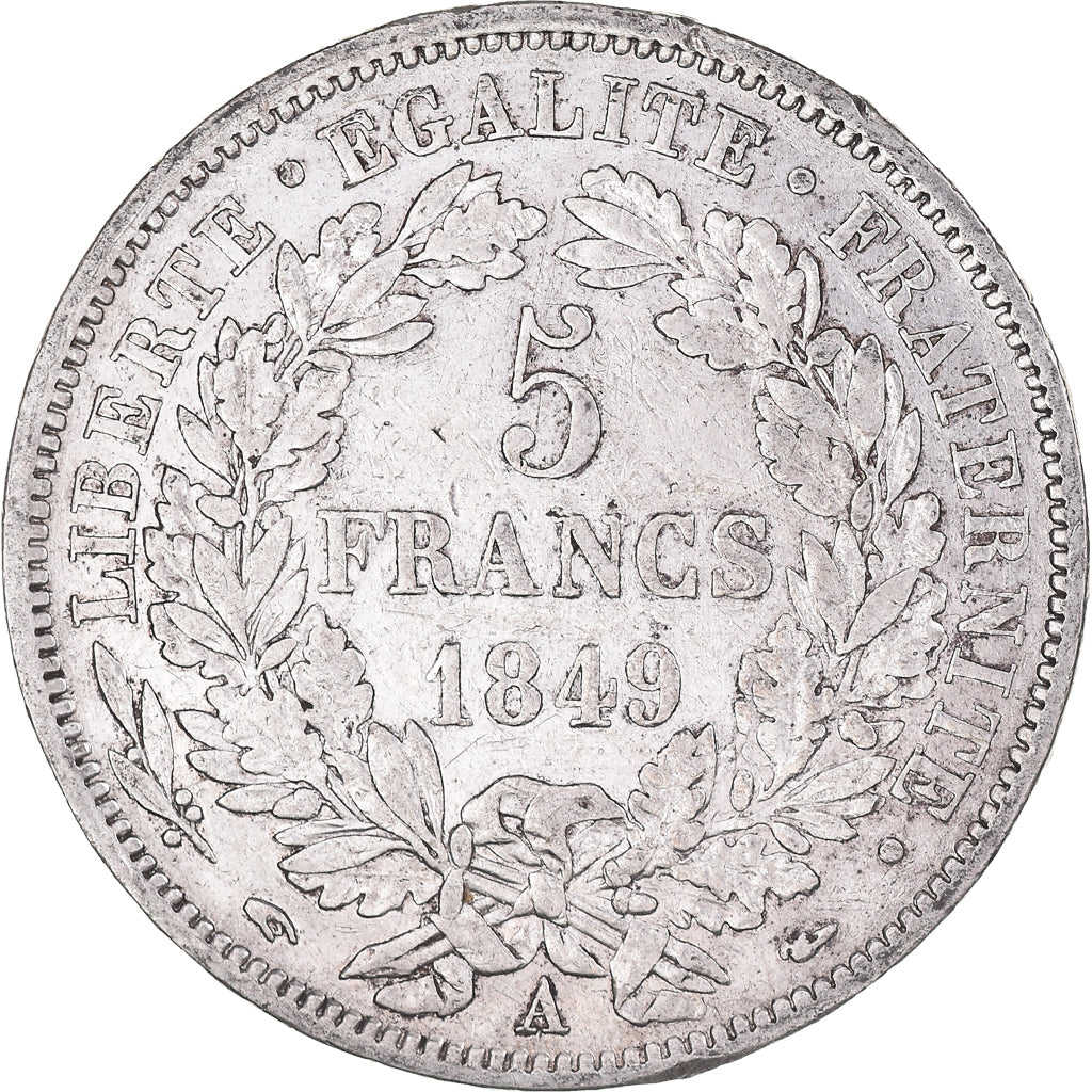 Coin, France, Cérès, 5 Francs, 1849, Paris, VF(30-35), Silver, KM:761.1