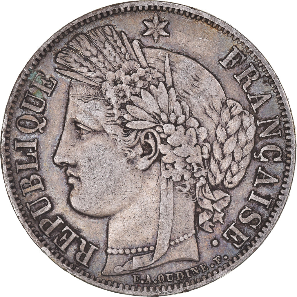 Munten, Frankrijk, Cérès, 5 Francs, 1850, Paris, ZF, Zilver, KM:761.1
