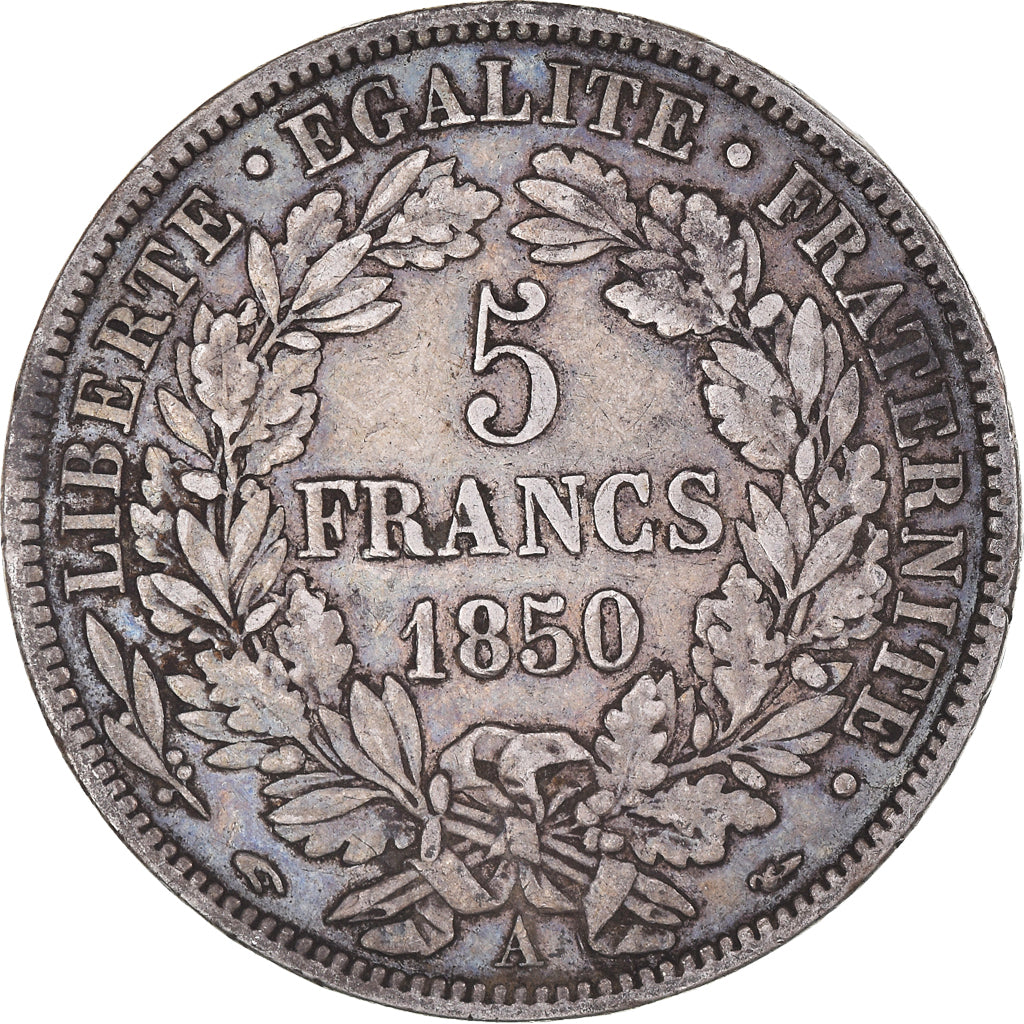 Munten, Frankrijk, Cérès, 5 Francs, 1850, Paris, ZF, Zilver, KM:761.1