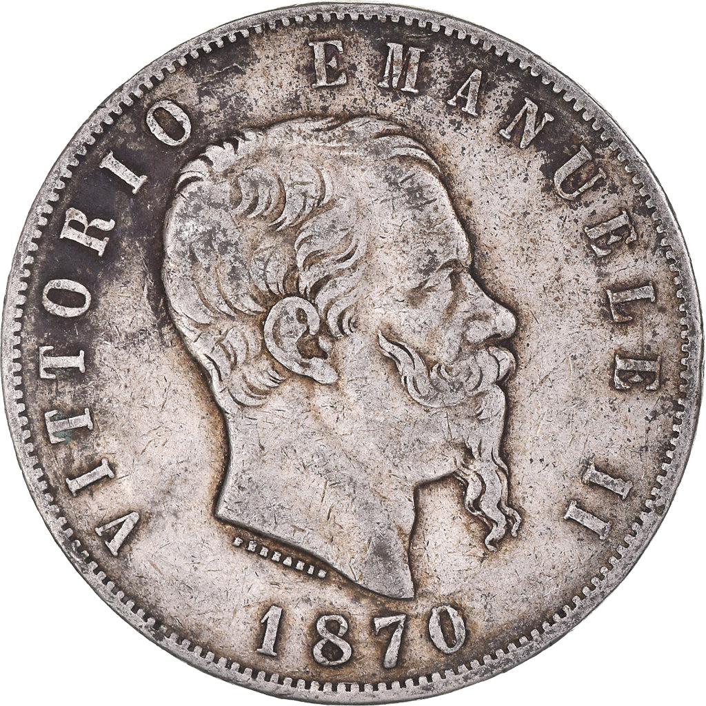 Monnaie, Italie, Vittorio Emanuele II, 5 Lire, 1870, Milan, TB, Argent, KM:8.3
