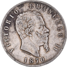 Monnaie, Italie, Vittorio Emanuele II, 5 Lire, 1870, Milan, TB, Argent, KM:8.3