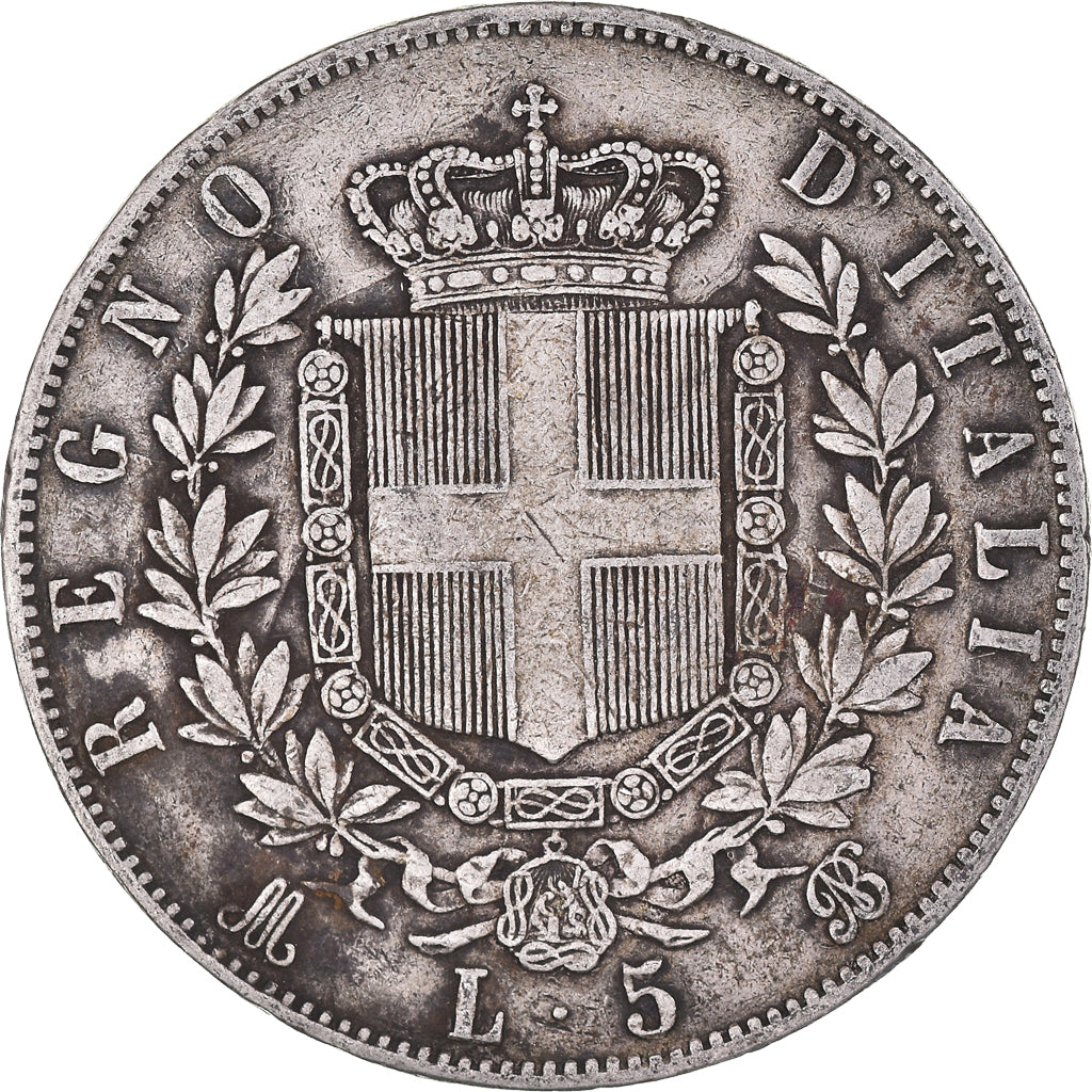 Monnaie, Italie, Vittorio Emanuele II, 5 Lire, 1870, Milan, TB, Argent, KM:8.3