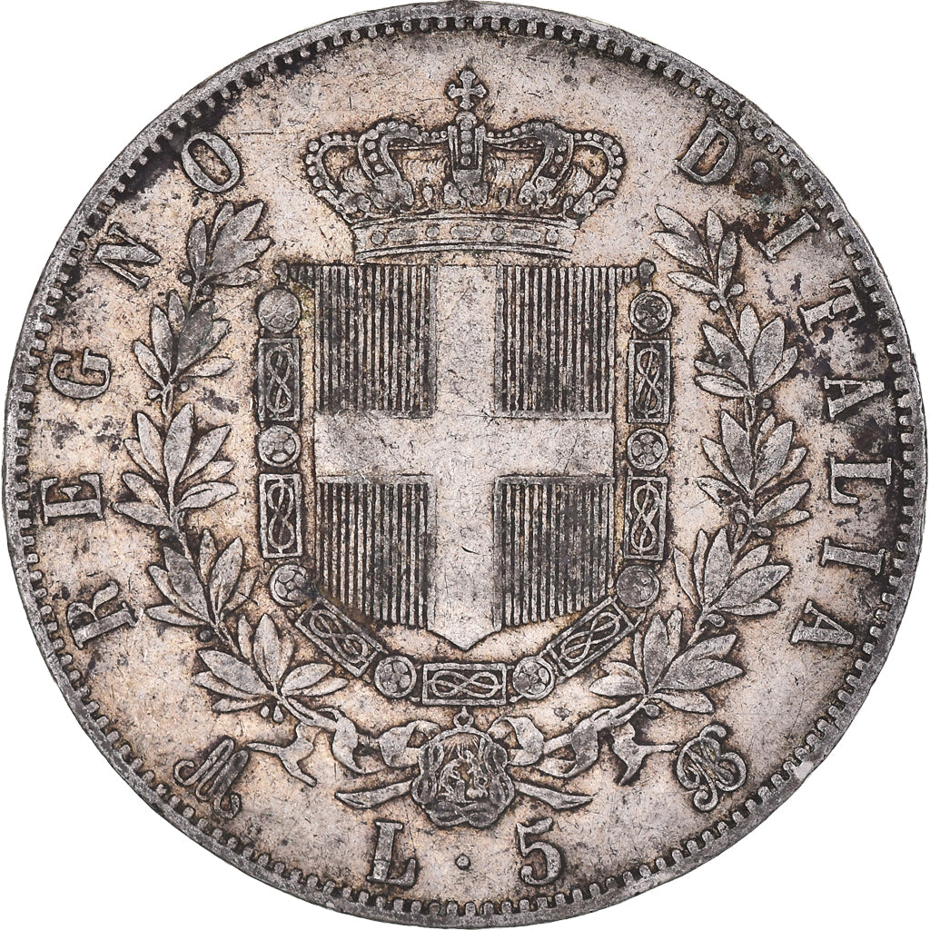 Coin, Italy, Vittorio Emanuele II, 5 Lire, 1870, Milan, VF(30-35), Silver