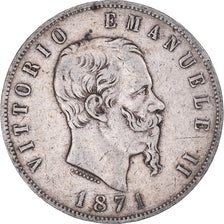 Moneta, Italia, Vittorio Emanuele II, 5 Lire, 1871, Milan, MB, Argento, KM:8.3