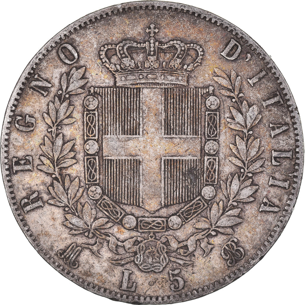 Moneta, Italia, Vittorio Emanuele II, 5 Lire, 1871, Milan, MB, Argento, KM:8.3
