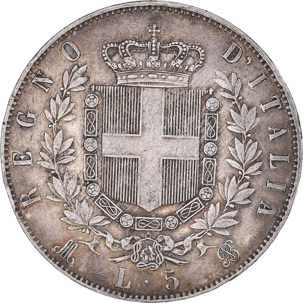 Coin, Italy, Vittorio Emanuele II, 5 Lire, 1871, Milan, VF(30-35), Silver