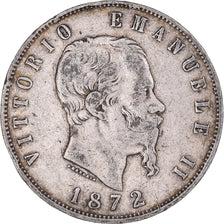 Coin, Italy, Vittorio Emanuele II, 5 Lire, 1872, Milan, VF(20-25), Silver