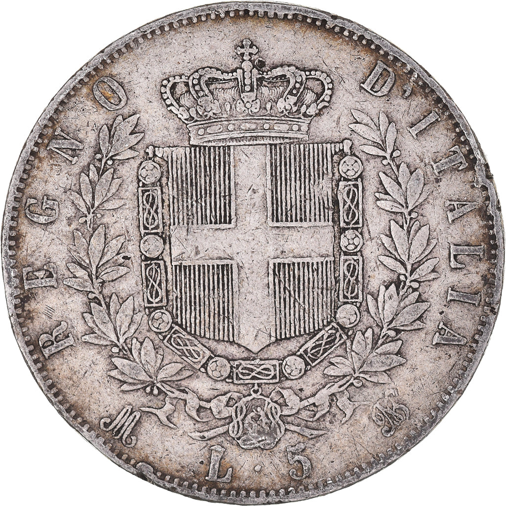 Coin, Italy, Vittorio Emanuele II, 5 Lire, 1872, Milan, VF(20-25), Silver