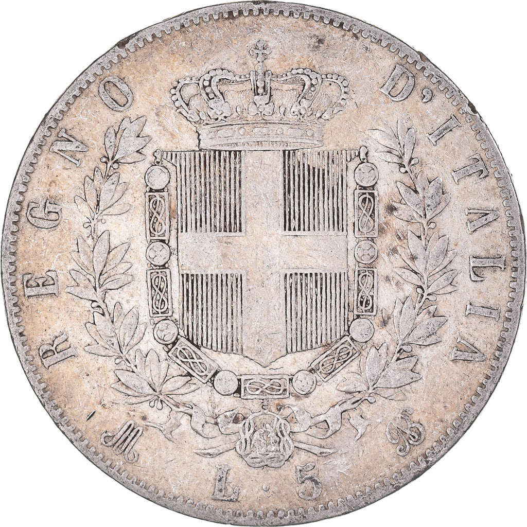 Coin, Italy, Vittorio Emanuele II, 5 Lire, 1872, Milan, VF(20-25), Silver