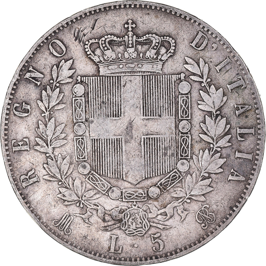 Münze, Italien, Vittorio Emanuele II, 5 Lire, 1872, Milan, S, Silber, KM:8.3