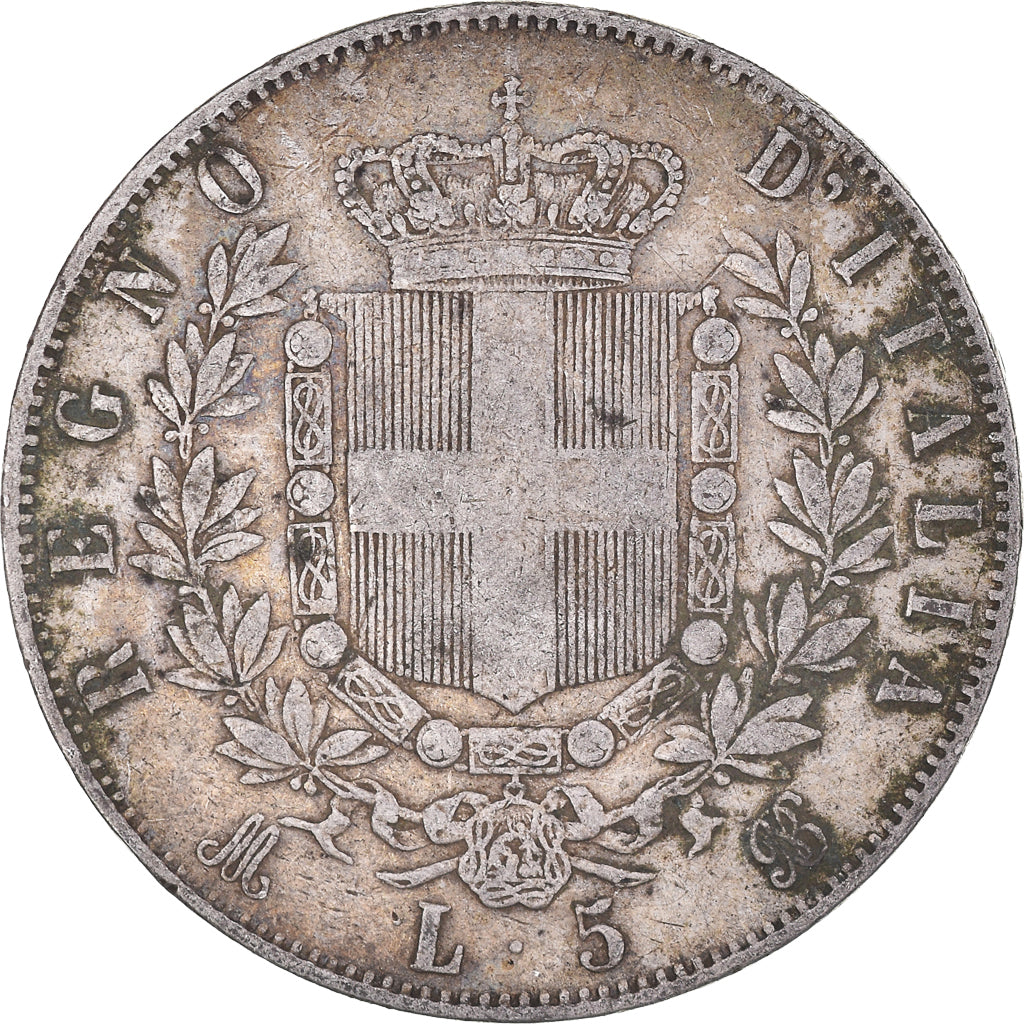 Coin, Italy, Vittorio Emanuele II, 5 Lire, 1872, Milan, VF(30-35), Silver