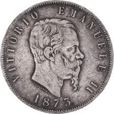 Monnaie, Italie, Vittorio Emanuele II, 5 Lire, 1873, Milan, TB, Argent, KM:8.3